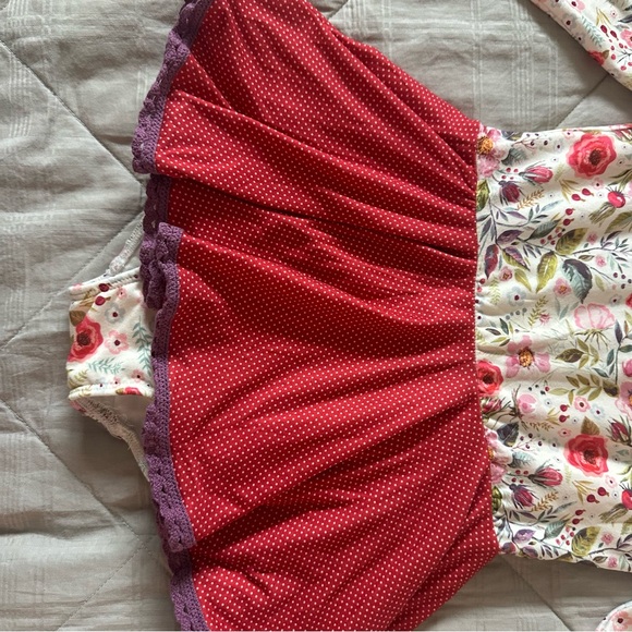 Cheeky Plum Floral Leotard with Red and Purple Accents- 5T - Picture 2 of 9
